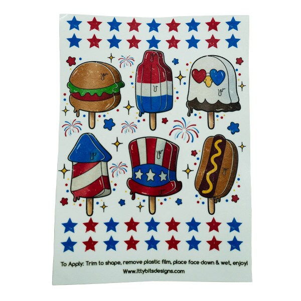 Patriotic Popsicles Temporary Tattoos